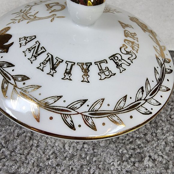 50th Anniversary Dish Trinket Box Candy Dish Lefton China Hand painted Japan - Picture 10 of 16